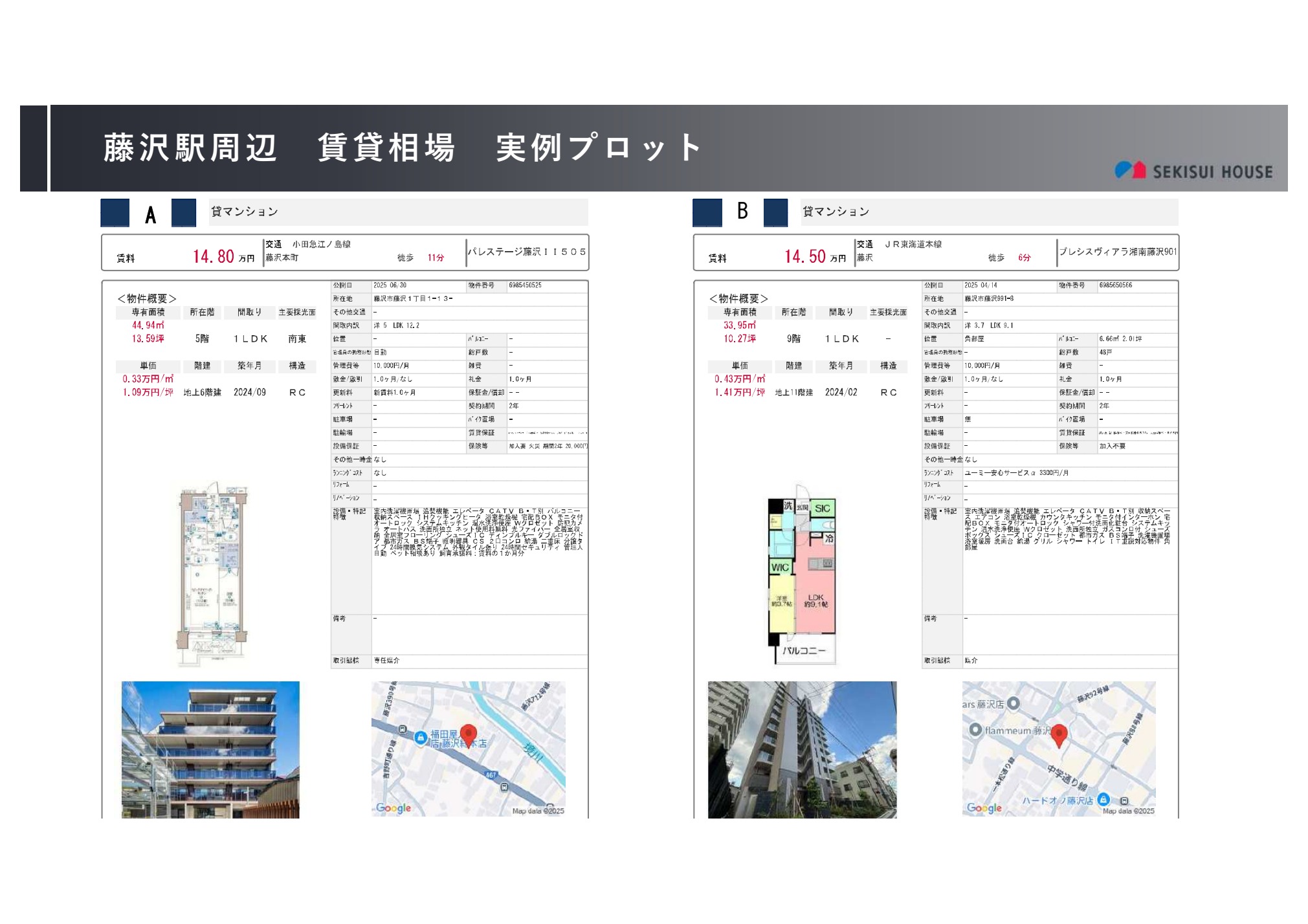 賃貸相場の個別募集資料：A・B 資料原図