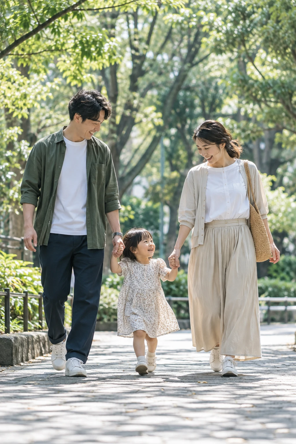公園を歩く家族のイメージ